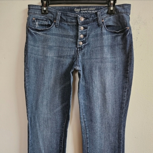 69 GAP TRUE SKINNY BUTTON FRONT FLY MEDIUM WASH INDIGO SIZE 8|29R - Picture 5 of 7